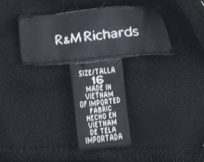 R&M Richards Women's Black Floral Lace Sheath Dress Sz 16