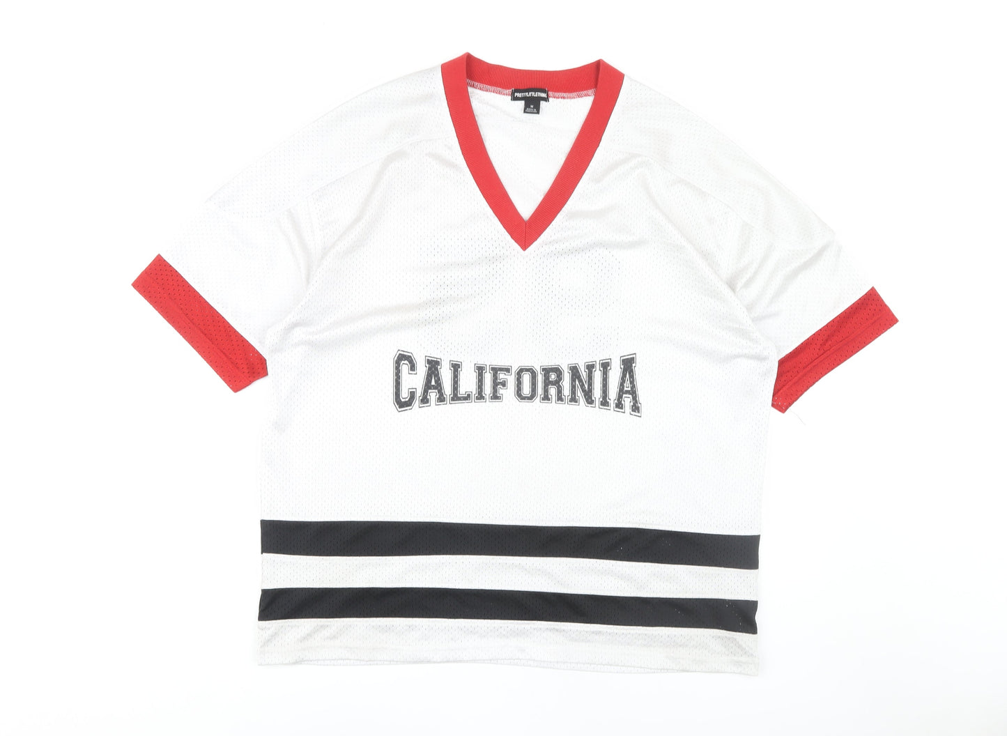 Womens UK Size M PRETTYLITTLETHING White Jersey T-Shirt