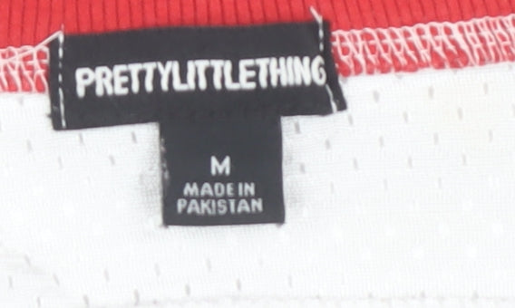 Womens UK Size M PRETTYLITTLETHING White Jersey T-Shirt