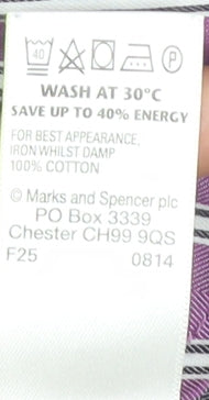 Marks and Spencer Men's Large Purple Striped Button-Up Shirt