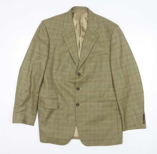 Aquascutum Men's Brown Check Blazer Wool 42R Classic