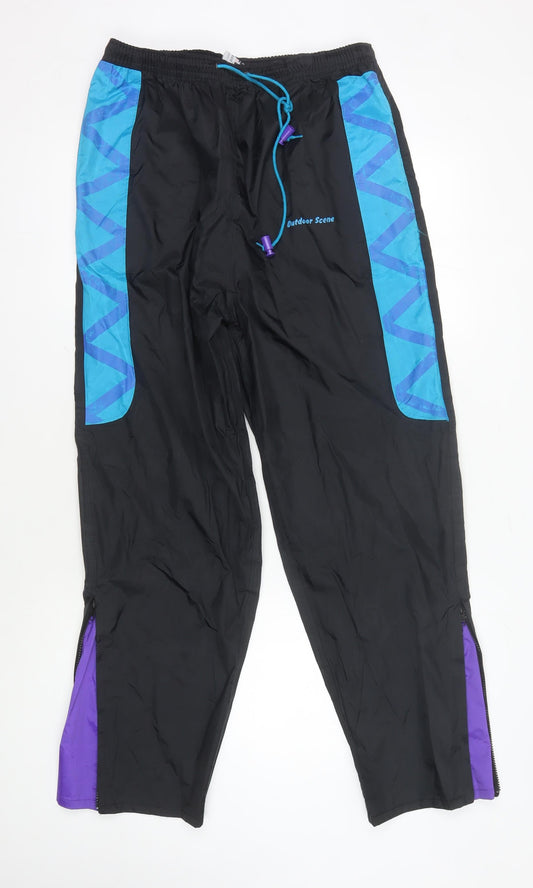 Outdoor Scene Men's Black Windbreaker Trousers L