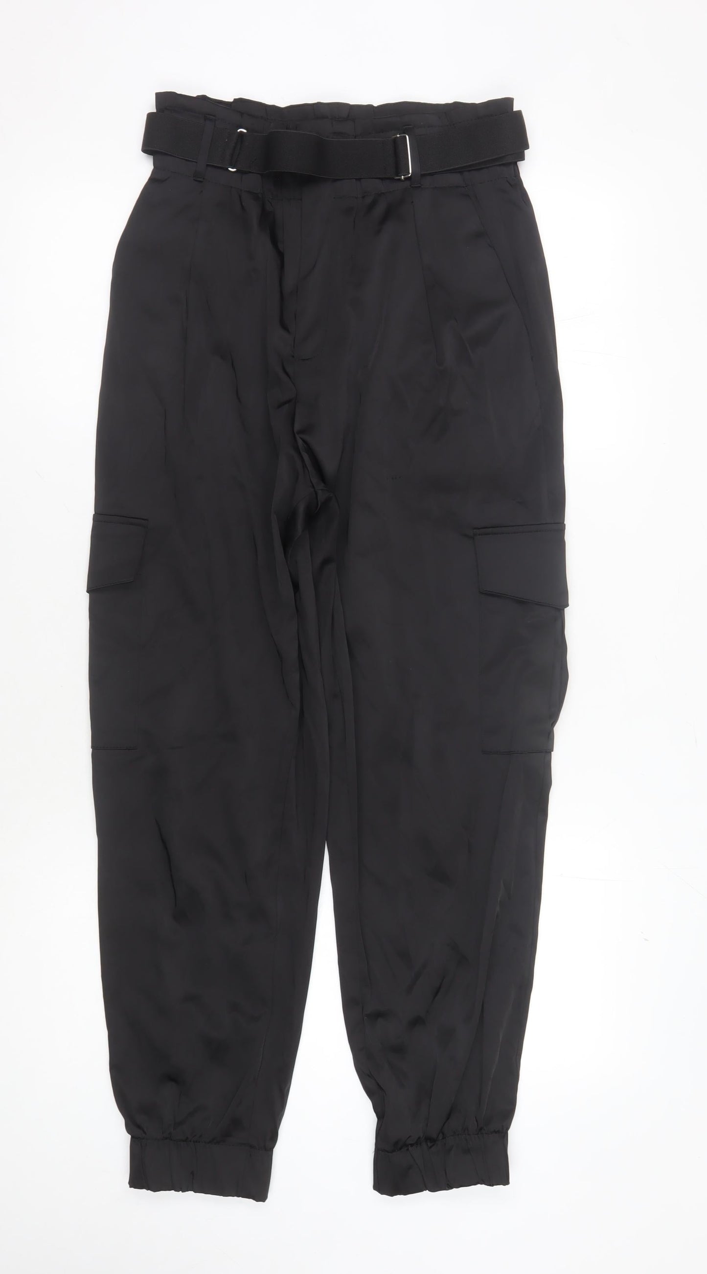 Womens UK Size XS Zara  Cargo Black Trousers