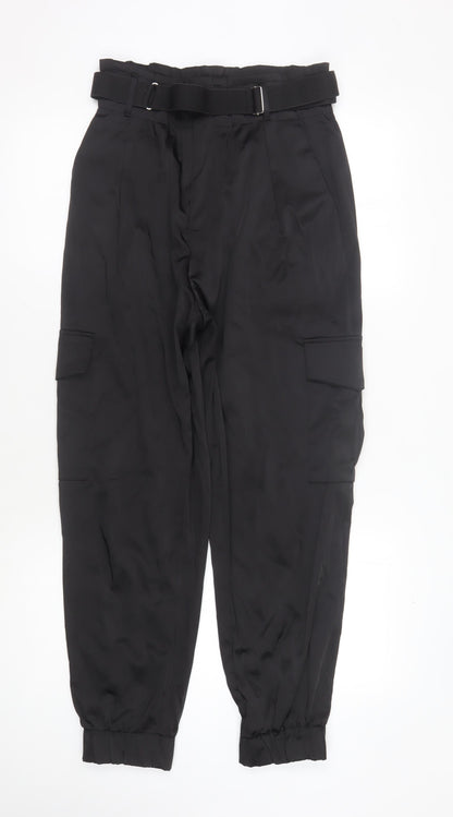 Womens UK Size XS Zara  Cargo Black Trousers
