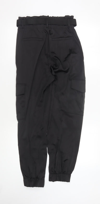 Womens UK Size XS Zara  Cargo Black Trousers