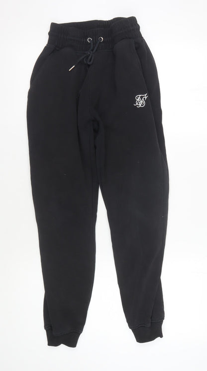 SikSilk Men's Black Jogger Trousers S, Elastic Waist