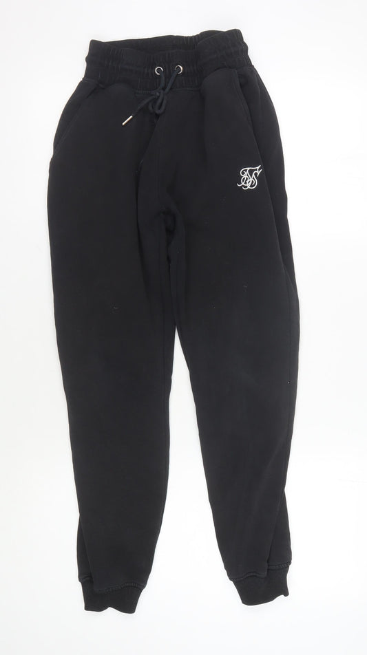 SikSilk Men's Black Jogger Trousers S, Elastic Waist