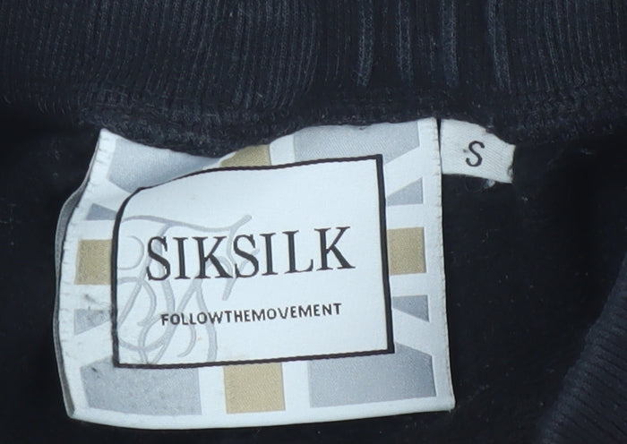 SikSilk Men's Black Jogger Trousers S, Elastic Waist