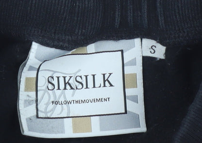SikSilk Men's Black Jogger Trousers S, Elastic Waist