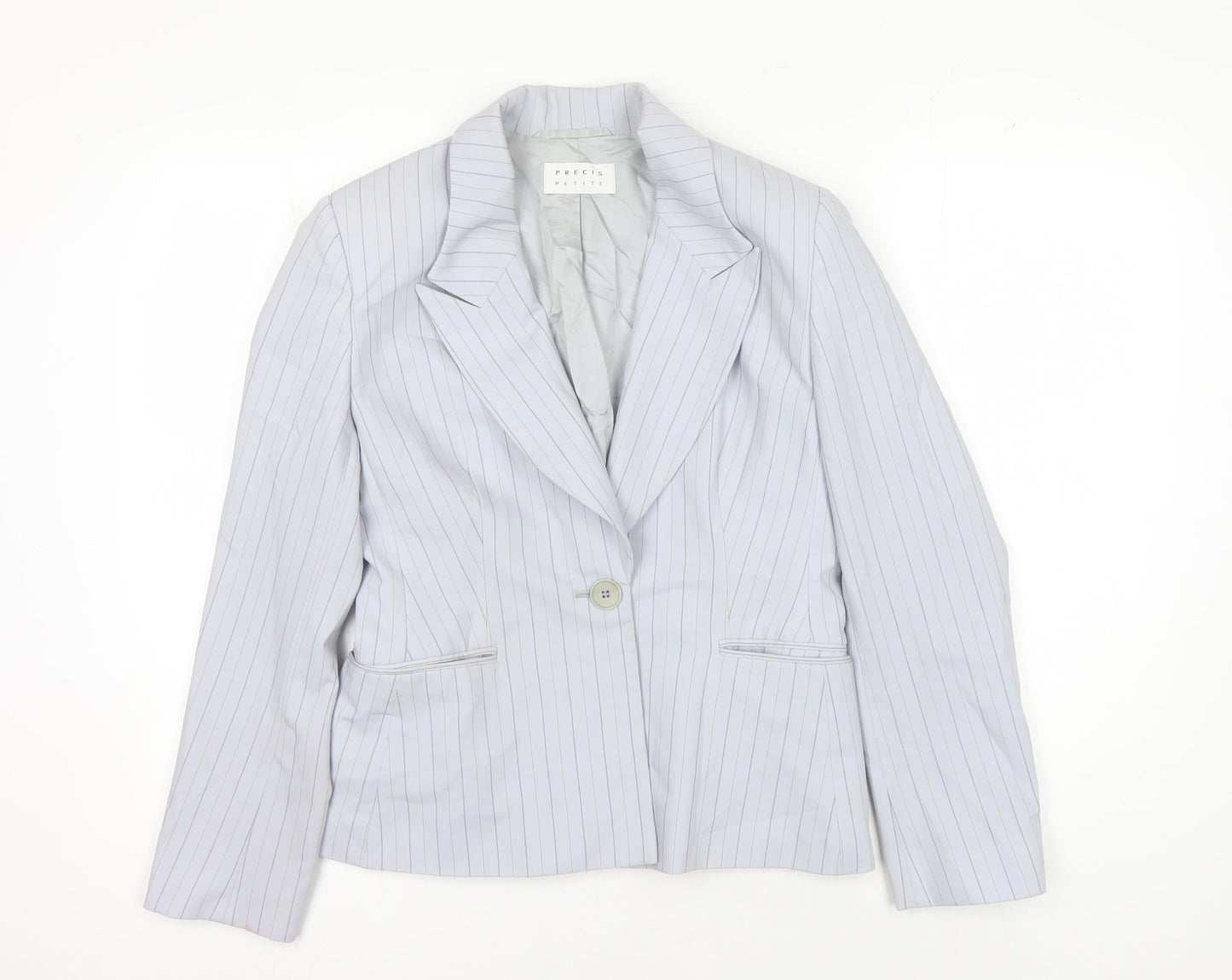 Precis Petite Women's White Pinstripe Blazer Size 10