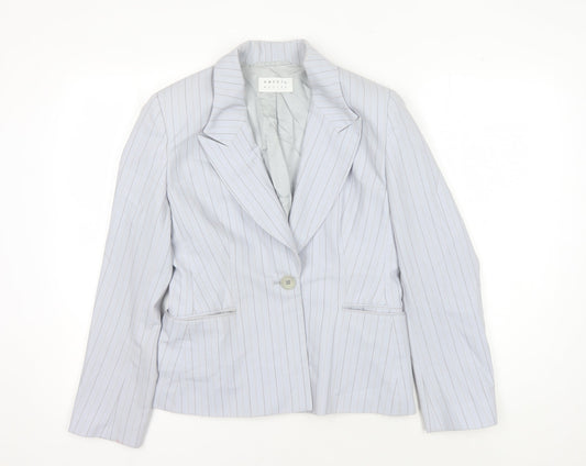 Precis Petite Women's White Pinstripe Blazer Size 10