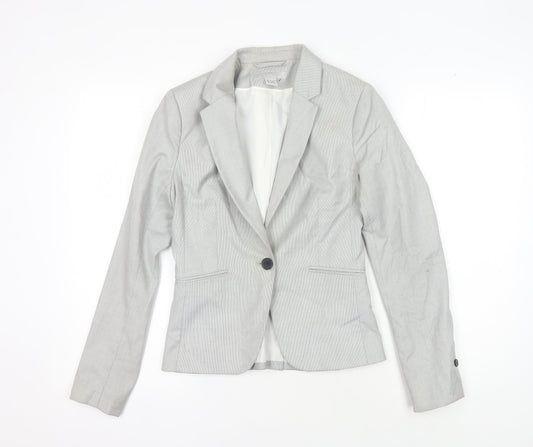 H&M Women's Grey Blazer, Size 6, Slim Fit, Business