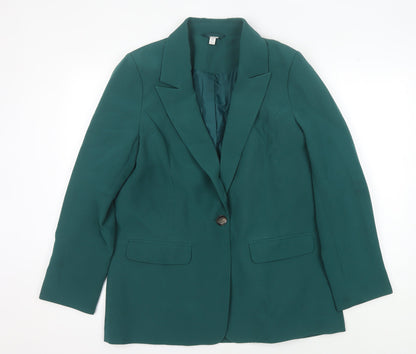 M&Co Women's Green Blazer Size 14 Notch Lapel