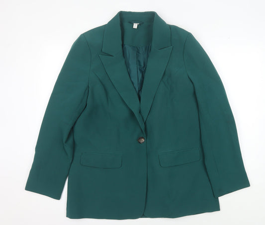 M&Co Women's Green Blazer Size 14 Notch Lapel