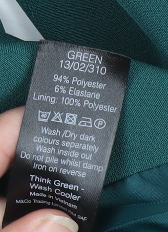 M&Co Women's Green Blazer Size 14 Notch Lapel