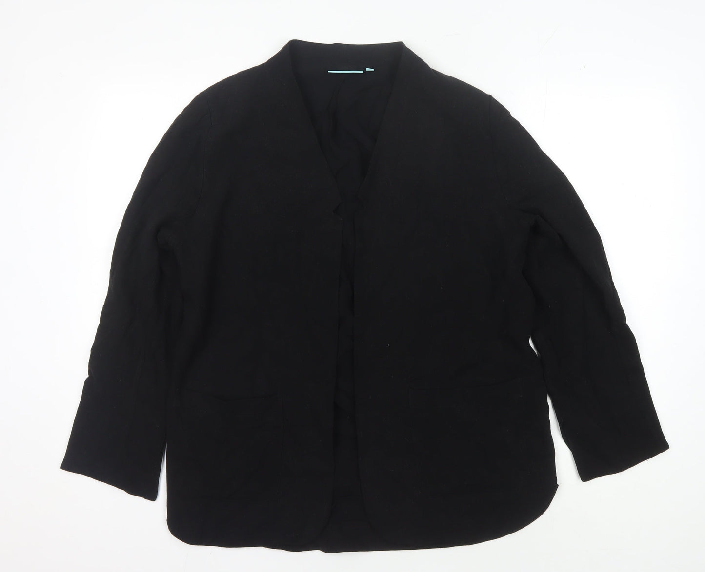 Blue Illusion Black Linen Blend Blazer for Women M