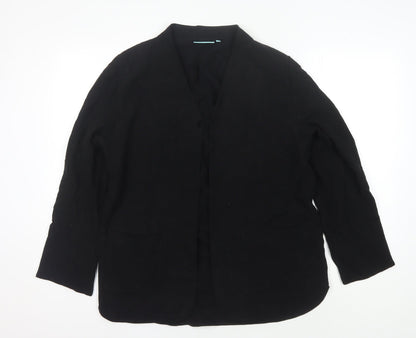 Blue Illusion Black Linen Blend Blazer for Women M