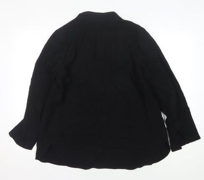 Blue Illusion Black Linen Blend Blazer for Women M
