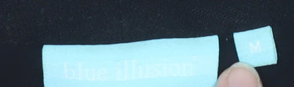 Blue Illusion Black Linen Blend Blazer for Women M