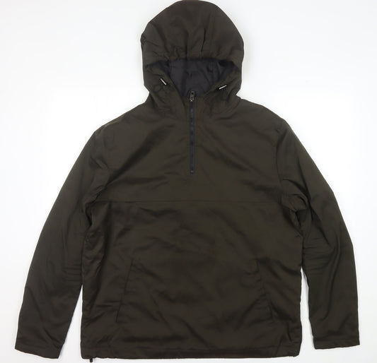 Zara Man Green Anorak Jacket, Size L, Hooded Casual
