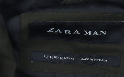 Zara Man Green Anorak Jacket, Size L, Hooded Casual