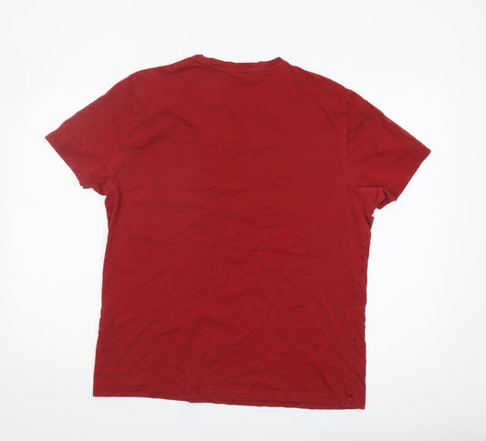 Ben Sherman Men's Red and white t-shirt Size L