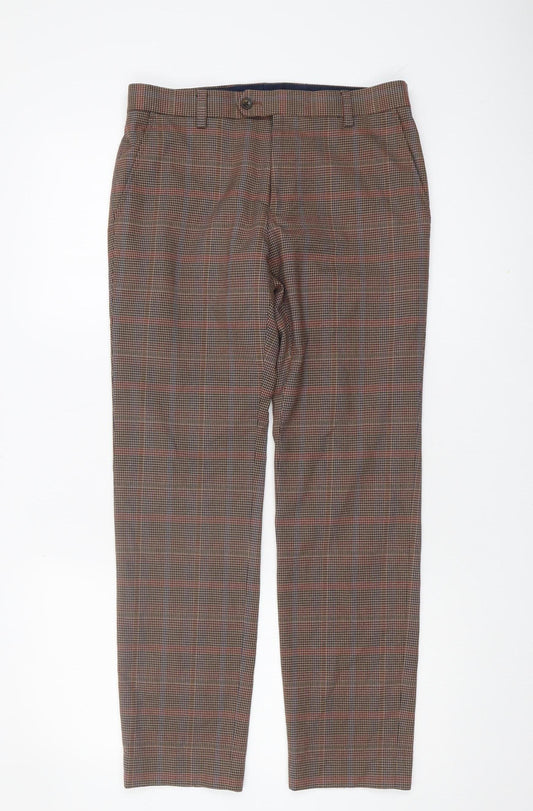 Next Men's Multicoloured Check Trousers Size 30