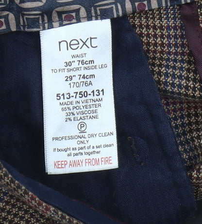 Next Men's Multicoloured Check Trousers Size 30