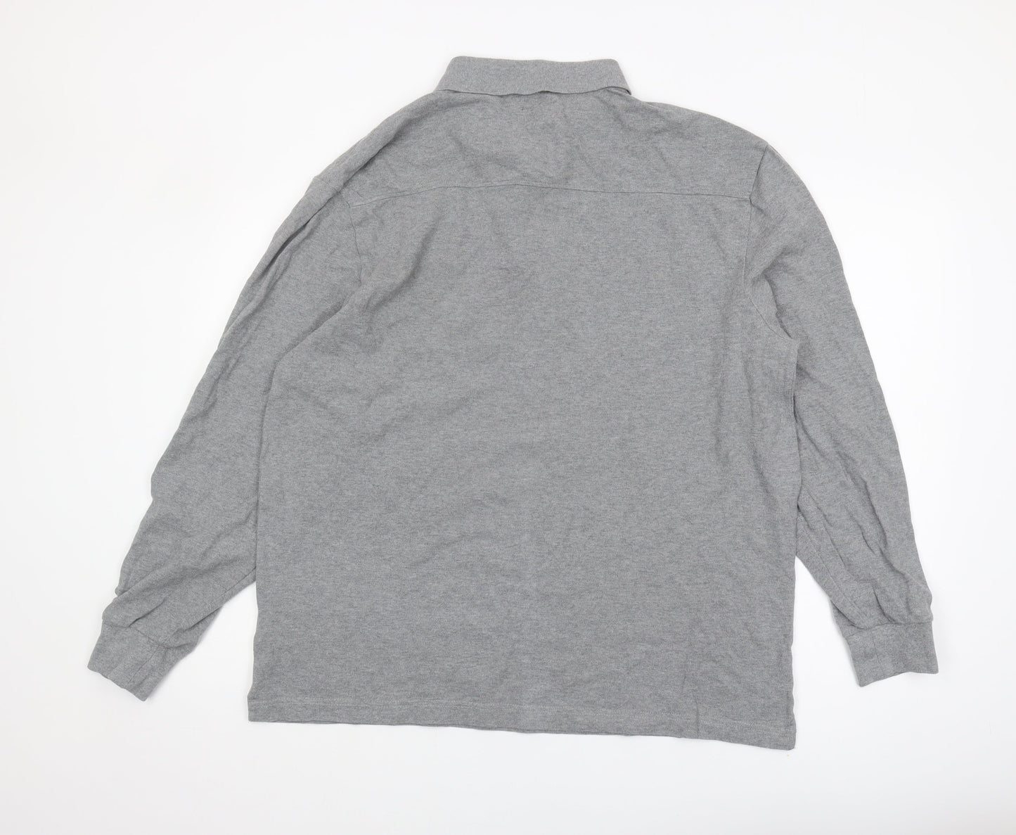 Howick Men's Grey Long Sleeve Polo - XL Cotton Casual