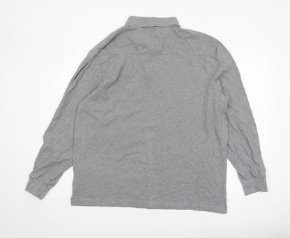 Howick Men's Grey Long Sleeve Polo - XL Cotton Casual