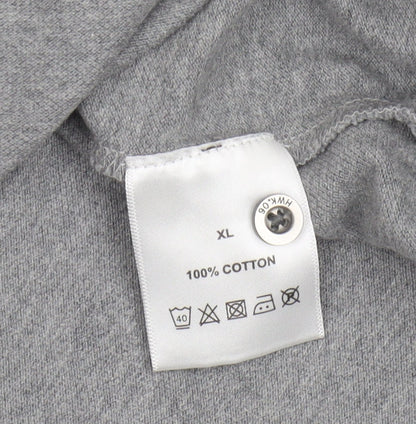 Howick Men's Grey Long Sleeve Polo - XL Cotton Casual