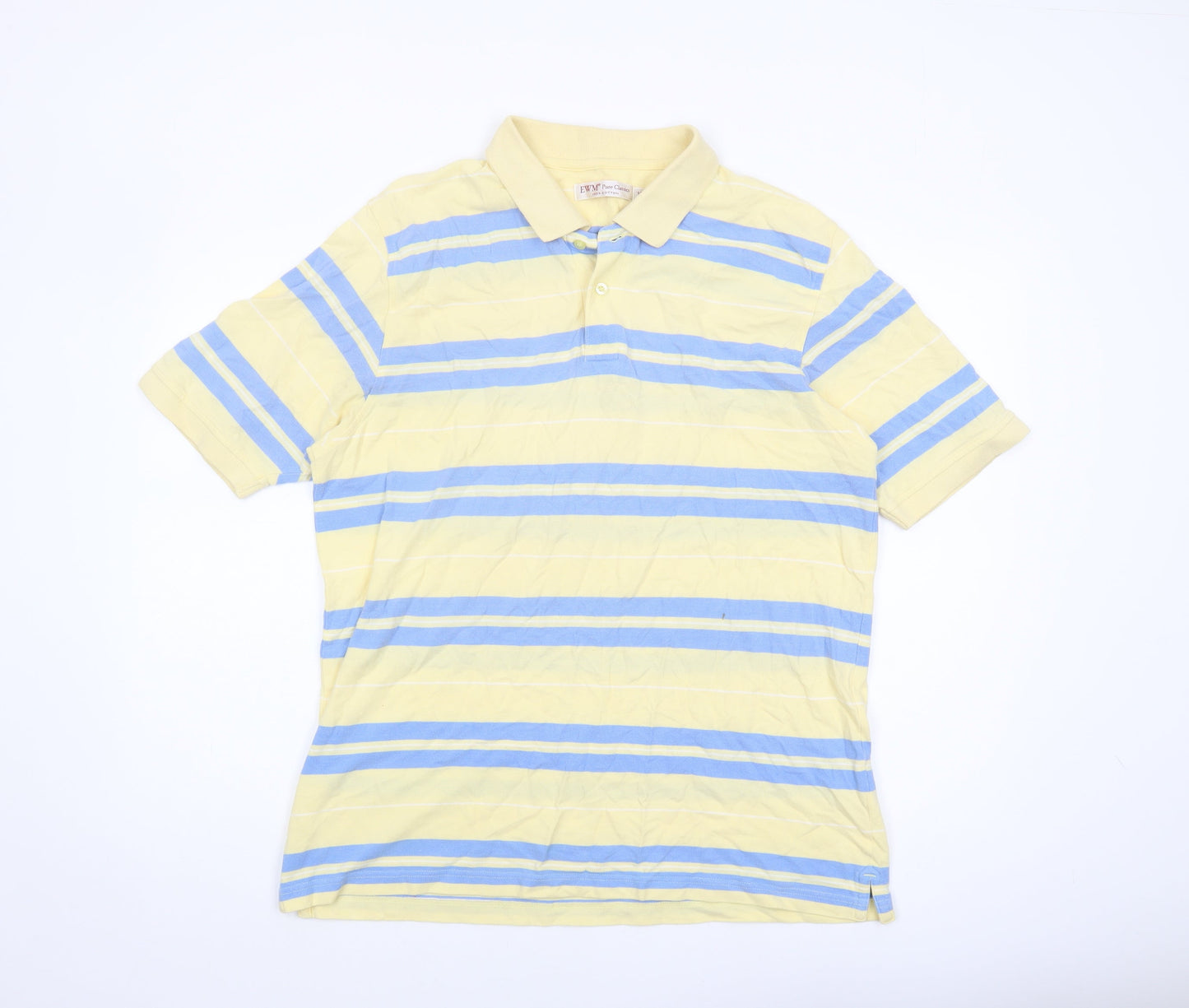 EWM Men's Yellow Striped Polo Shirt Medium