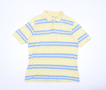 EWM Men's Yellow Striped Polo Shirt Medium