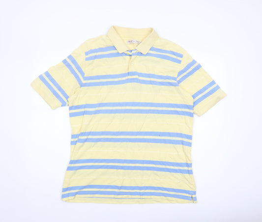 EWM Men's Yellow Striped Polo Shirt Medium