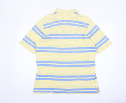 EWM Men's Yellow Striped Polo Shirt Medium