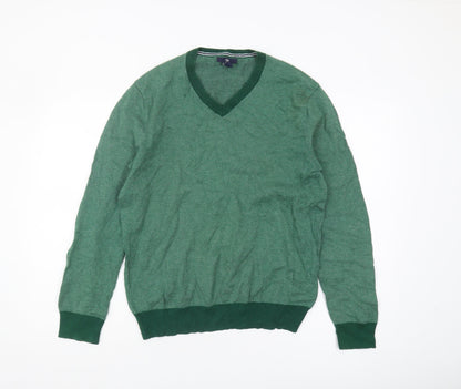 Gap Men's Green V-Neck Knit Pullover Jumper M