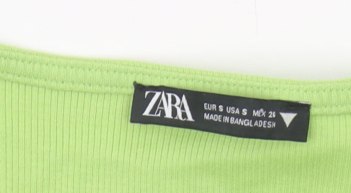 Womens UK Size S Zara Green Cropped Blouse