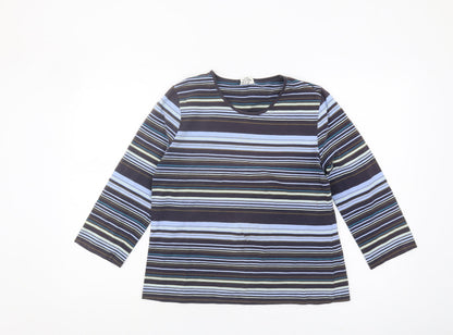 Viyella Women's Blue Striped Long Sleeve T-Shirt