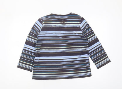 Viyella Women's Blue Striped Long Sleeve T-Shirt