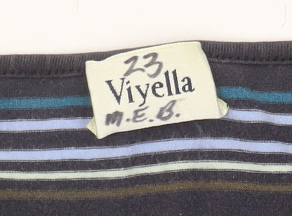 Viyella Women's Blue Striped Long Sleeve T-Shirt