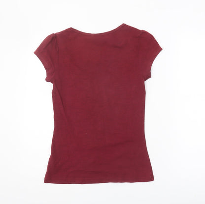 Womens UK Size 8 Red Herring Red Basic T-Shirt