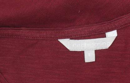 Womens UK Size 8 Red Herring Red Basic T-Shirt