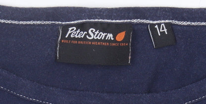 Peter Storm Women's Blue Striped T-Shirt - Size 14