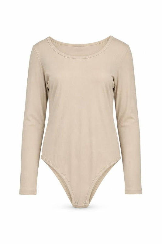 Yours Clothing Women's Beige Long Sleeve Bodysuit UK 22
