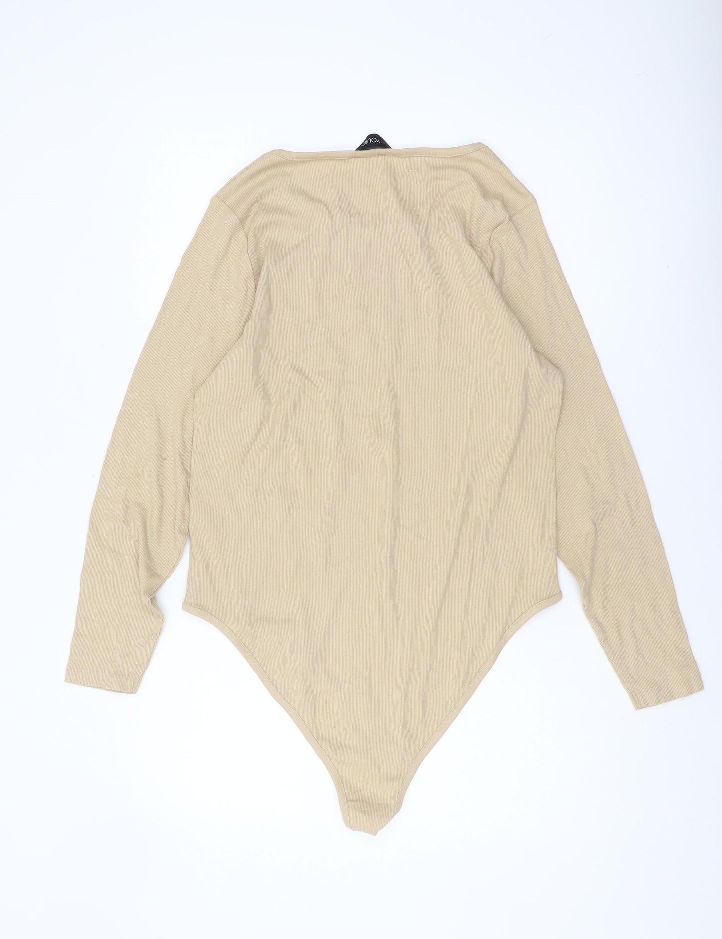 Yours Clothing Women's Beige Long Sleeve Bodysuit UK 22