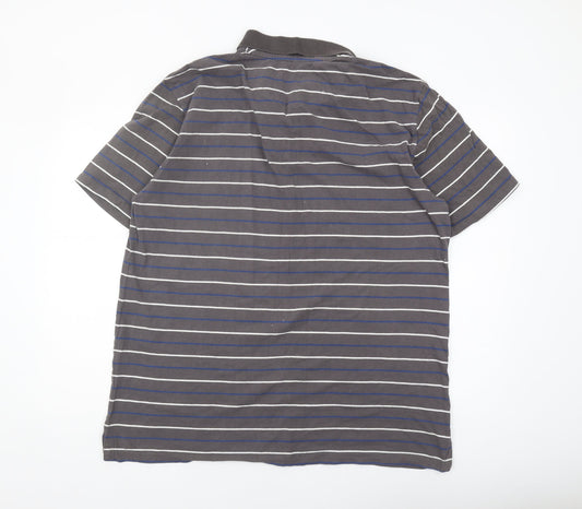 Boston Crew Men's Grey Striped Polo Shirt XL