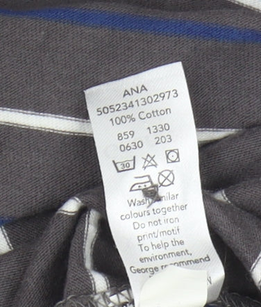 Boston Crew Men's Grey Striped Polo Shirt XL