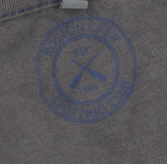 Boston Crew Men's Grey Striped Polo Shirt XL