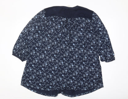 Womens UK Size 18 Monsoon Blue Tunic Blouse