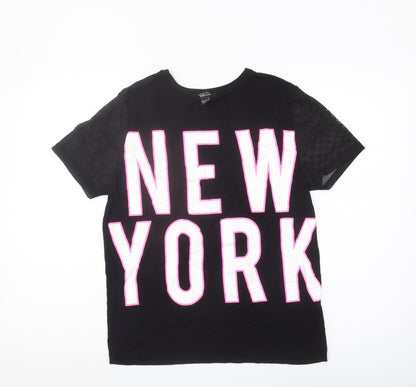 New Look Girls Black Graphic Jersey T-Shirt 12-13 Years